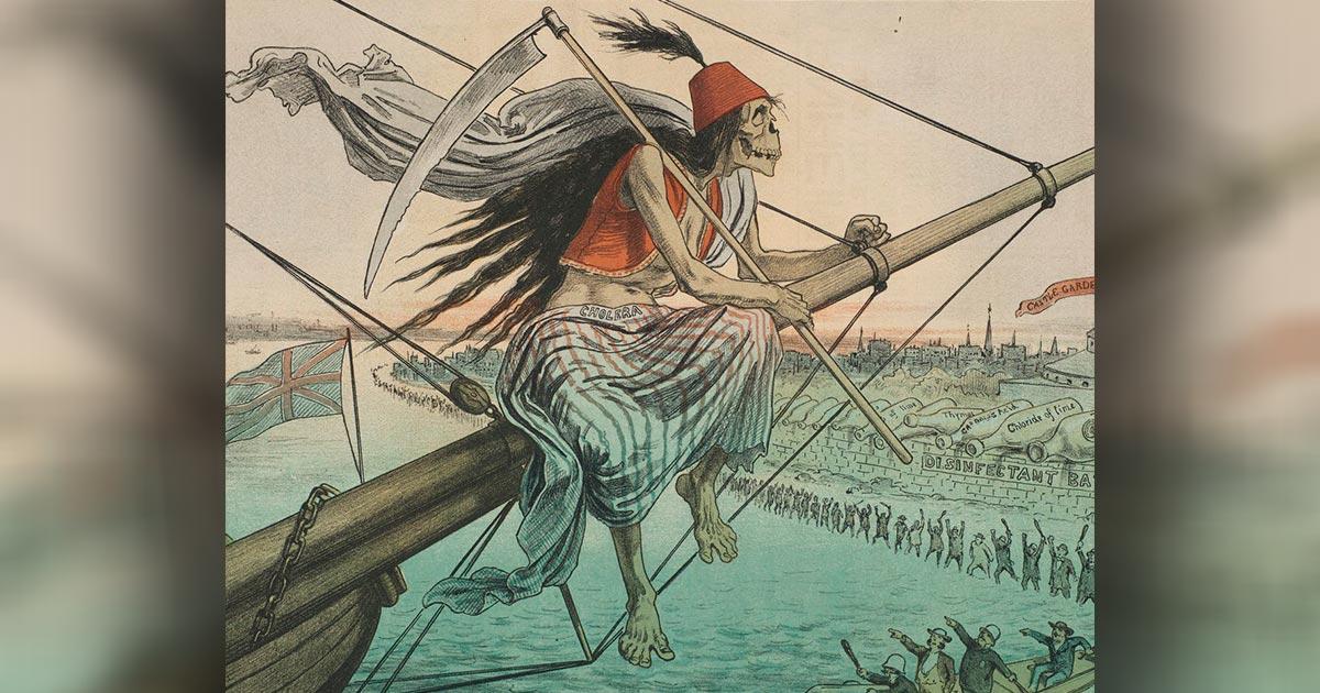 A grim reaper brings death by boat. Credit: Cushing / Whitney Medical Library