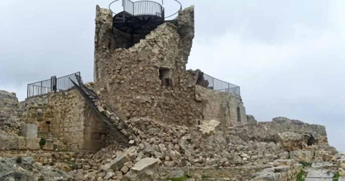 Damaged Ottoman mill building in the Aleppo Citadel.          Source: Syria's Directorate-General of Antiquities and Museums