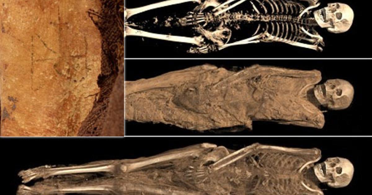 Egyptian mummies with tattoo of Archangel Michael