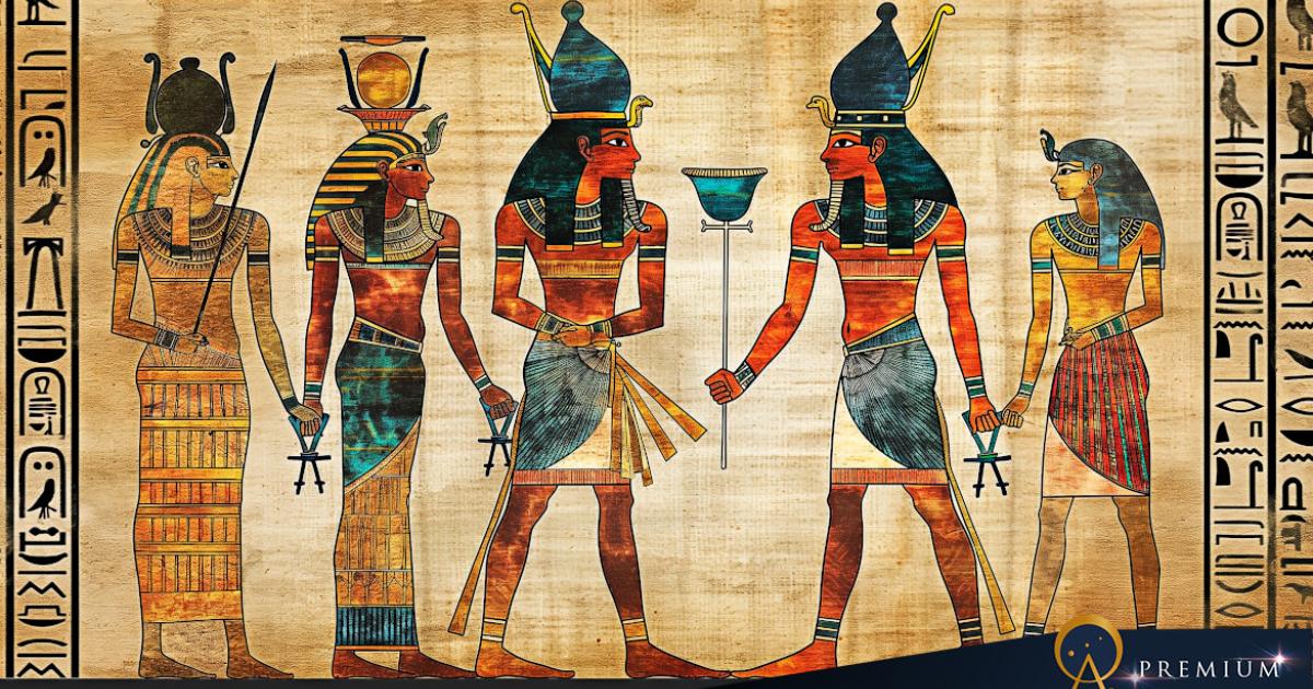 Depiction of Pharaohs and Egyptian gods.
