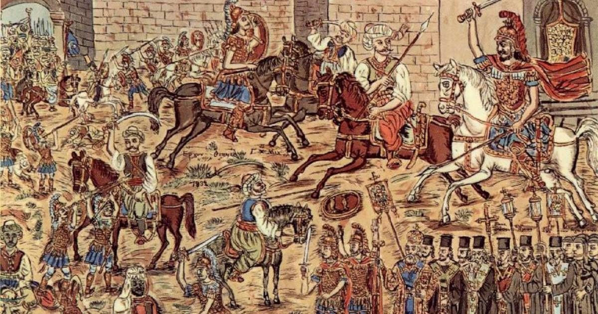 Theophilos Hatzimihail, ''The Siege of Constantinople'', from 1932, depicting Ottoman capture of the Eastern Roman Empire capital.