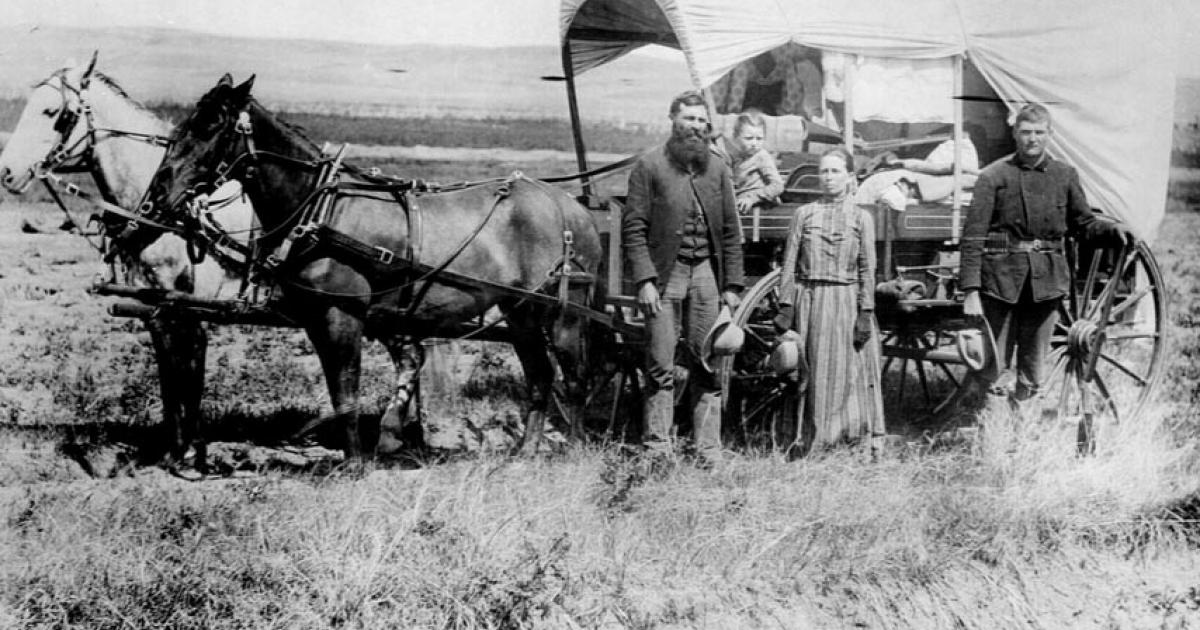 A family migrating to western US in 1886. 