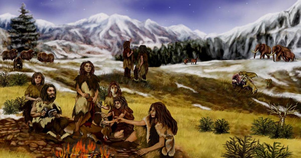 A family of Neanderthals in Eurasia, during the Pleistocene epoch