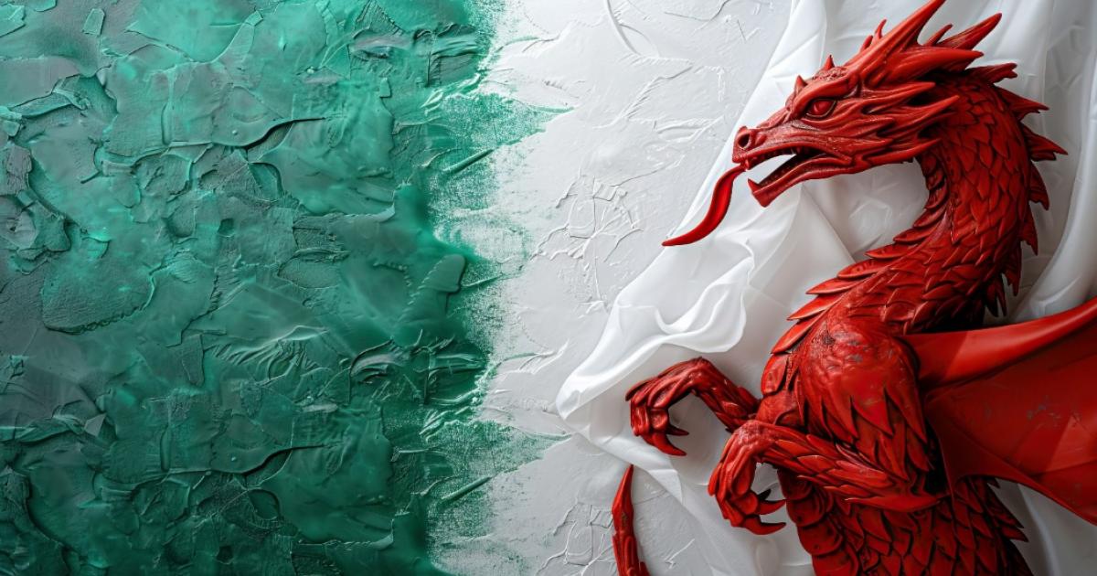 Abstract flag of Wales with its red dragon