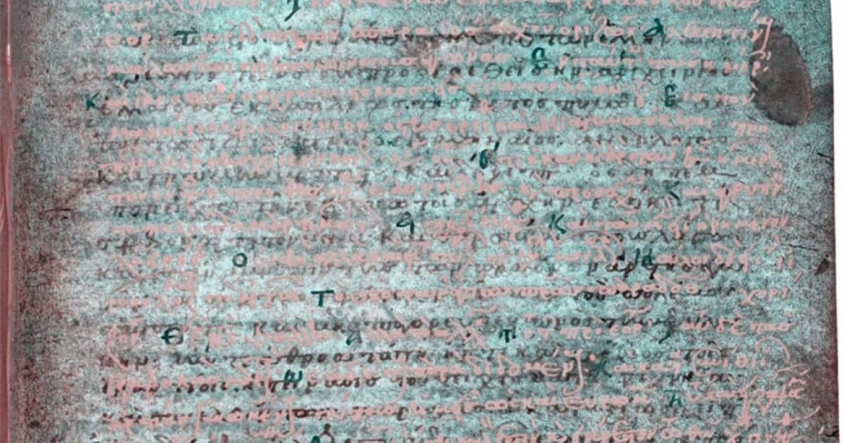 Researchers used spectral imaging to read the writing on this fragment, which details the third-century Thermopylae battle. Credit: Vienna, Austrian National Library, manuscript Hist. gr. 73, fol. 193r lower text.