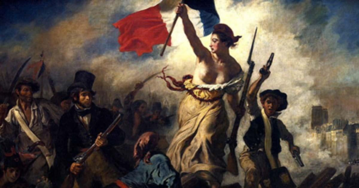 Liberty Leading the People by Eugène Delacroix (1830), celebrates the French Revolution (Louvre Museum).    Source: Public Domain