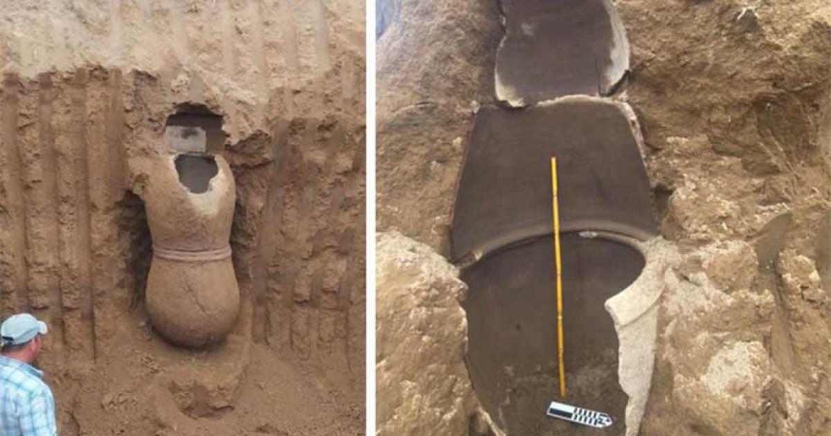 Large ceramic funerary urns discovered within a mound found in the Los Ríos province of Ecuador. Source: Instituto Nacional de Patrimonio Cultural/YGV Prensa Digital