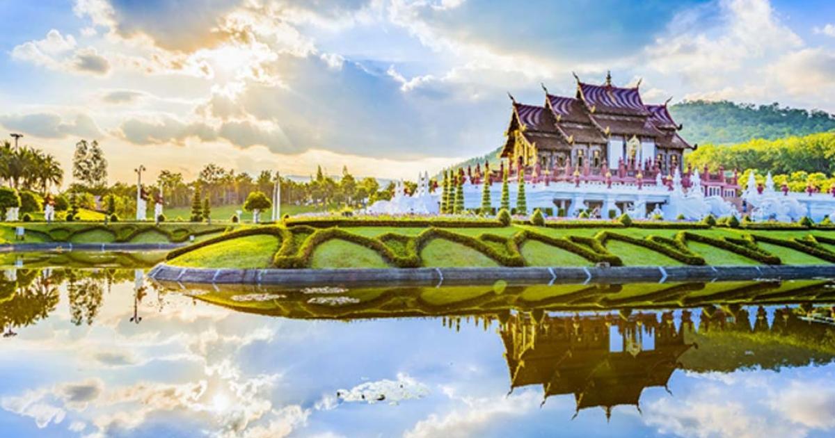 Thai style garden. Located in Royal Park Rajapruek, Chiang Mai, Thailand. 