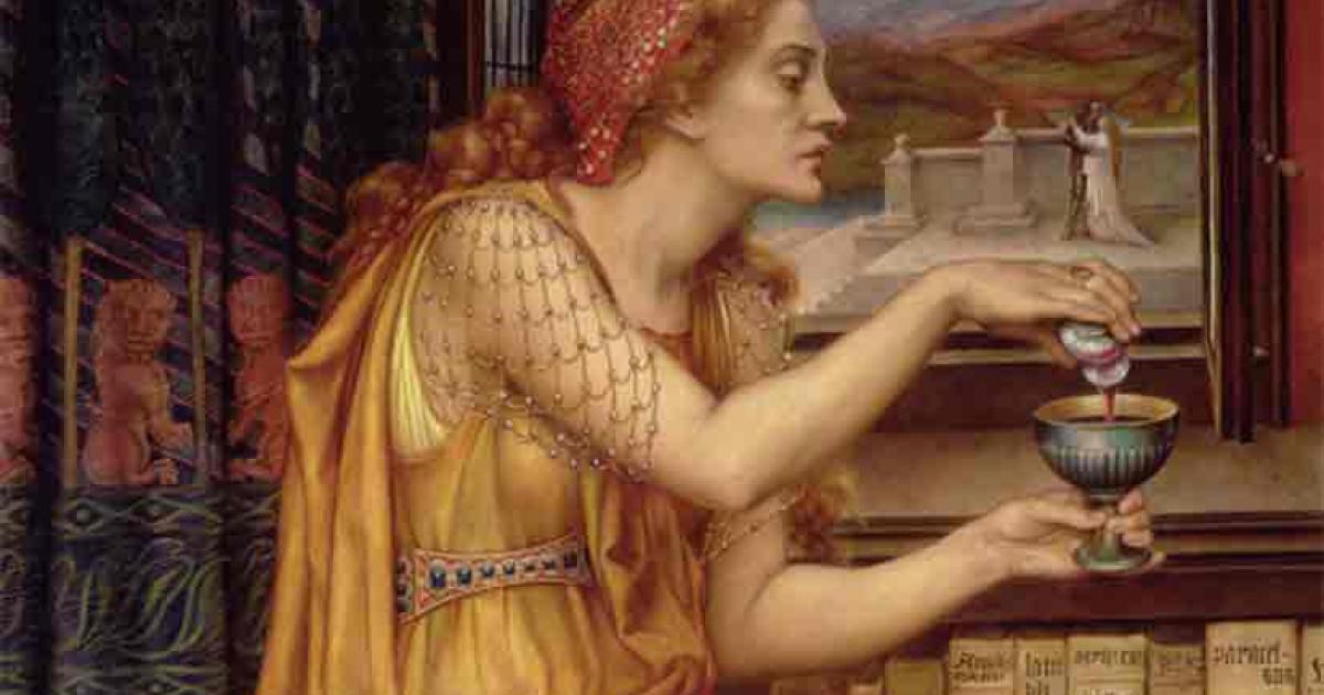 Giulia Tofana was a 17th century leader of a poison cartel responsible for over 600 deaths thanks to her trademark poison Aqua Tofana. The Love Potion by Evelyn De Morgan.	Source: Public Domain