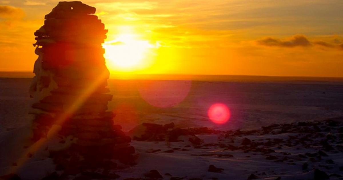 An inuksuk at Igloolik, Nunavut, Canada.