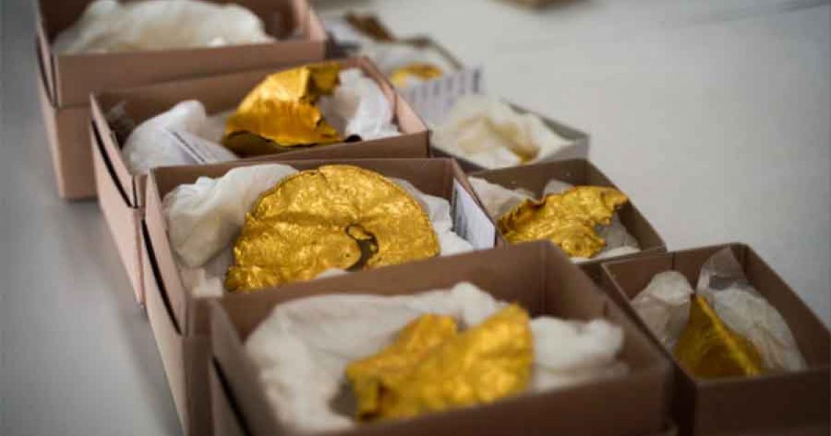 A few of the many items found in the golden treasure hoard recently discovered in Denmark. Source: Vejle Museum