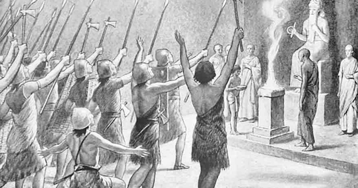 Utu-Khegal, Prince of the Summerian city of Erech, imploring victory against the Gutian king, Tirikan. Source: Public Domain