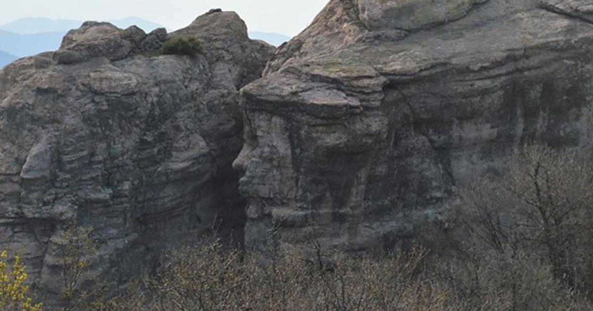 One of three possible human faces carved into the Eagles’ Rocks in the Rhodope mountains in Southern Bulgaria. 