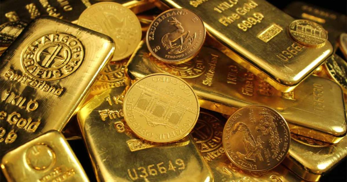 Pile of gold bullion coins and bars. Argor Heraeus, Münze Österreich, Royal Canadian Mint, U.S. Mint, Australian Mint of Perth, panda and Krugerrand.      Source: Zlaťáky.cz/Unsplash