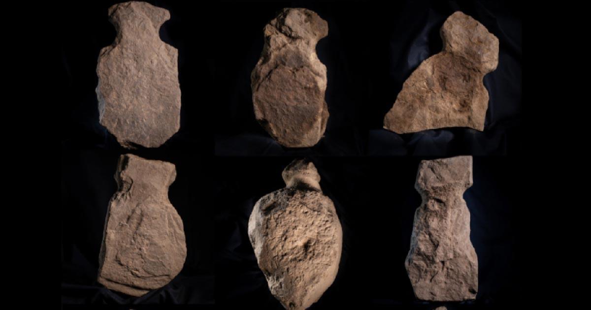 Some of the nine supposed human figurines unearthed on Orkney. Source: Orkney.com