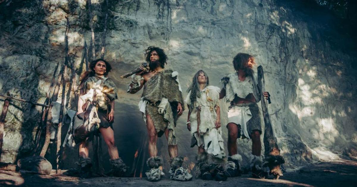 Representation of a prehistoric hunter-gatherer group.	Source: Gorodenkoff / Adobe Stock