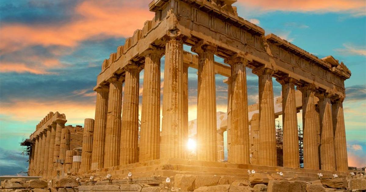 The Acropolis Athens (where the cyclopean wall can be found) during sunset.             Source: sea and sun / Adobe stock