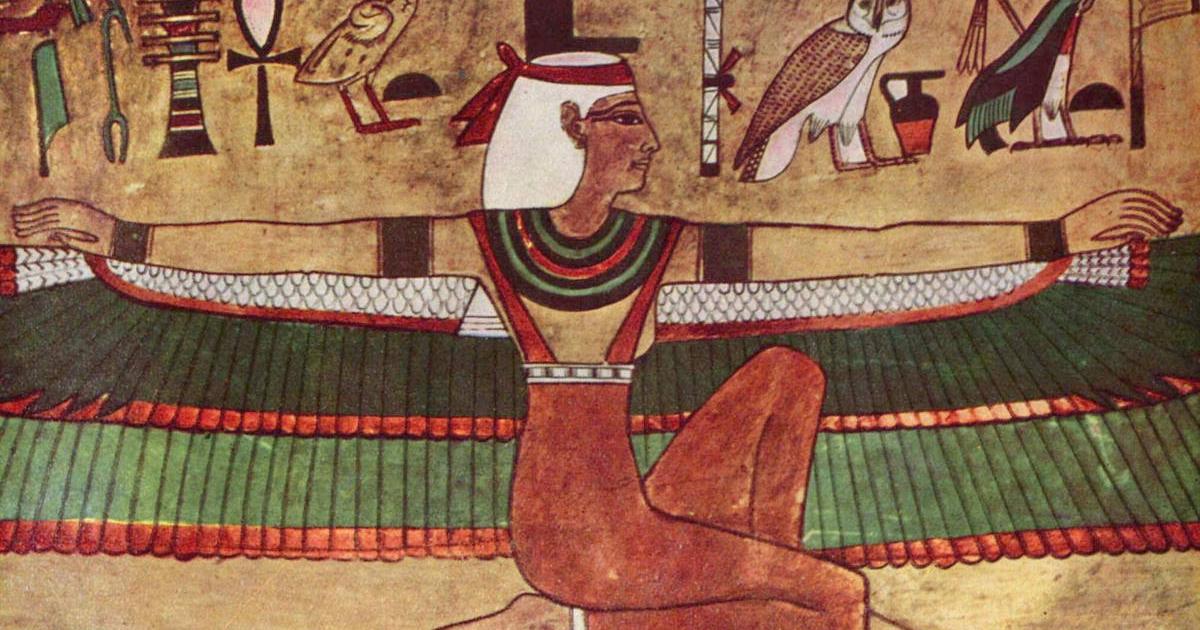 Isis wall painting in the tomb of Seti I (KV17), 14th century painting by Ägyptischer Maler. 