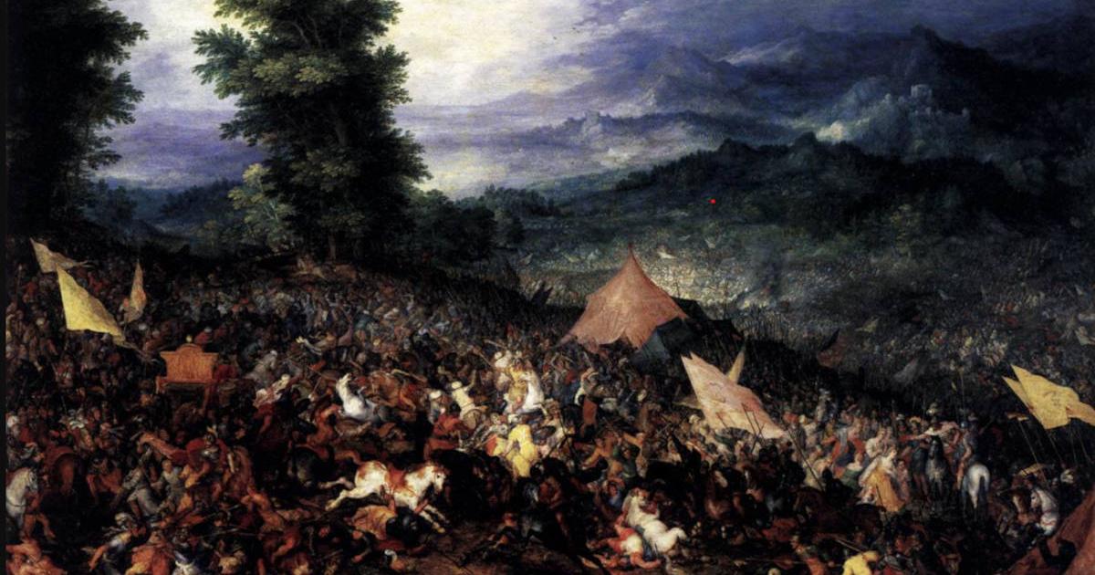 Conflict rages at the Battle of Issus, 1602 painting by Jan Brueghel the Elder.