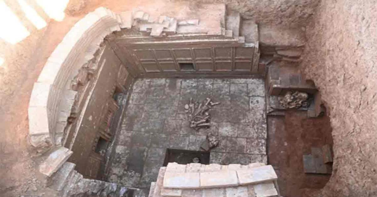Part of a tomb dating to the Jin Dynasty found in Changzhi city, Shanxi Province, China. Source: Shanxi Institute of Cultural Relics and Archaeology/ China Daily