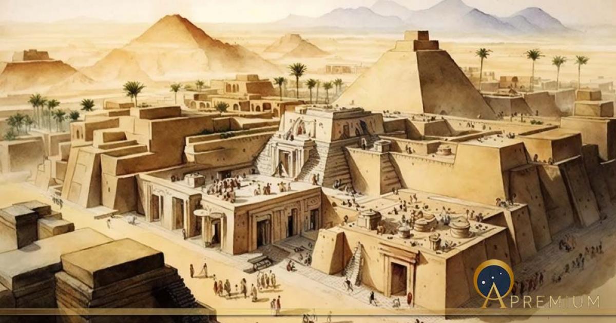 Sumerian City with ziggurat Water colour. (AlexaSokol83/ Adobe Stock)