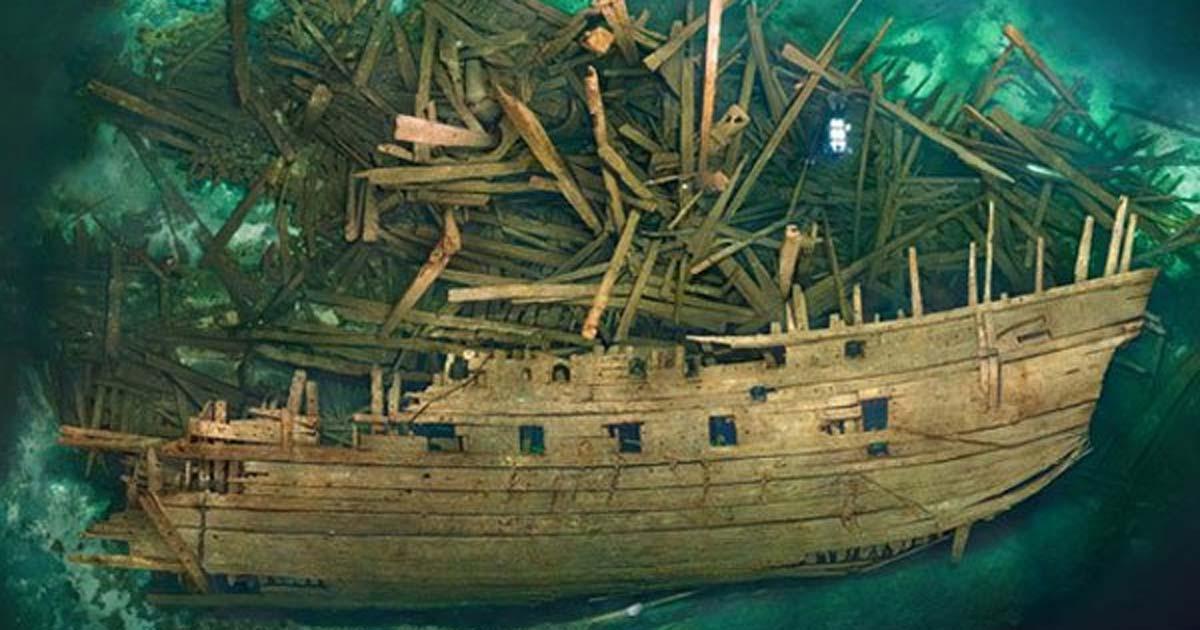 The Mars lies at the bottom of the Baltic Sea, where it sank during a naval battle in 1564. Composite photograph by Tomasz Stachura, Ocean Discovery