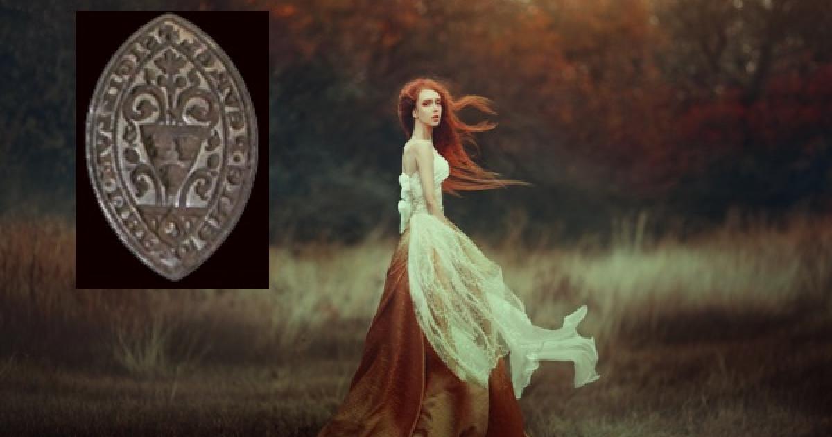 Main: Medieval Woman. Source: moredix / Adobe Stock Inset: The medieval seal of a young woman was found in Buckinghamshire, England. Source: Oxfordshire County Council