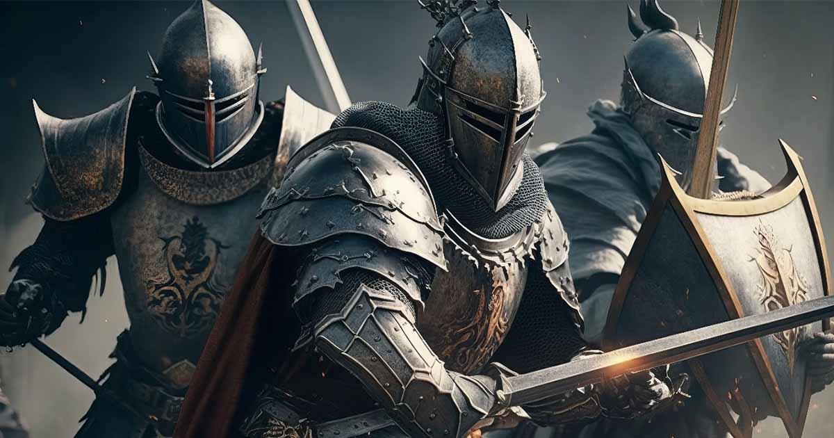 Medieval knights with weapons. Source: Diatomic / Adobe Stock.