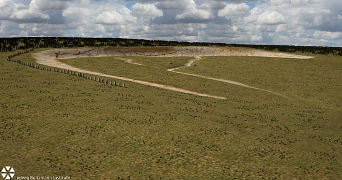 The earliest phase of Durrington Walls with its line of megaliths.