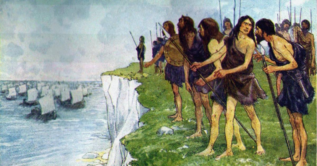 The Roman conquerors are waited for by the men of Albion.