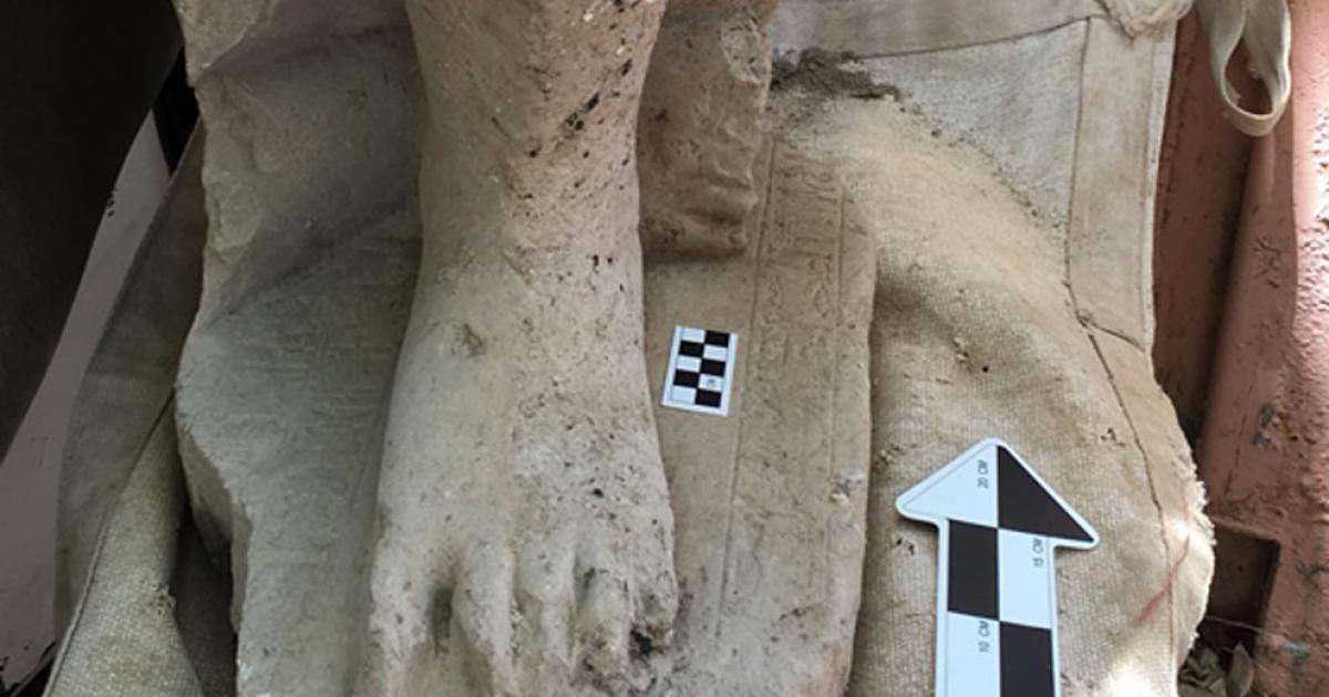 The monumental Egyptian statute of a high official from the Middle Kingdom in Egypt, found in the administrative palace at Hazor, north of the Sea of Galilee in Israel. 