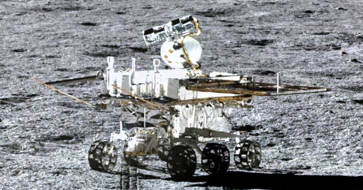 China's Yutu-2 moon rover on the surface of the moon as photographed by the Chang'e-4 lander. 		Source: CSNA / Siyu Zhang / Kevin M. Gill / CC BY 2.0