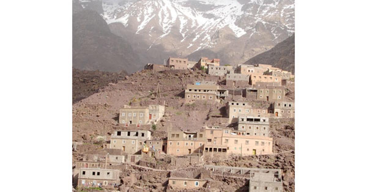 Village in Morocco on rock avalanche 