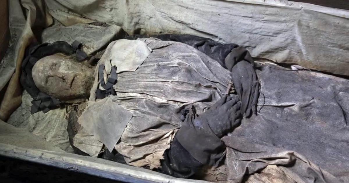 The mummified remains of the 17th-century bishop, Peder Winstrup. A fetus was also in the bishop's coffin.