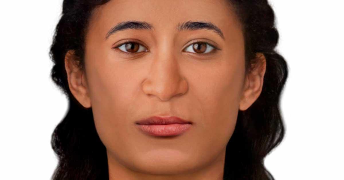 The Mysterious Lady of Thebes, as reconstructed in 2D by Hew Morrison. Source: Hew Morrison / Warsaw Mummy Project