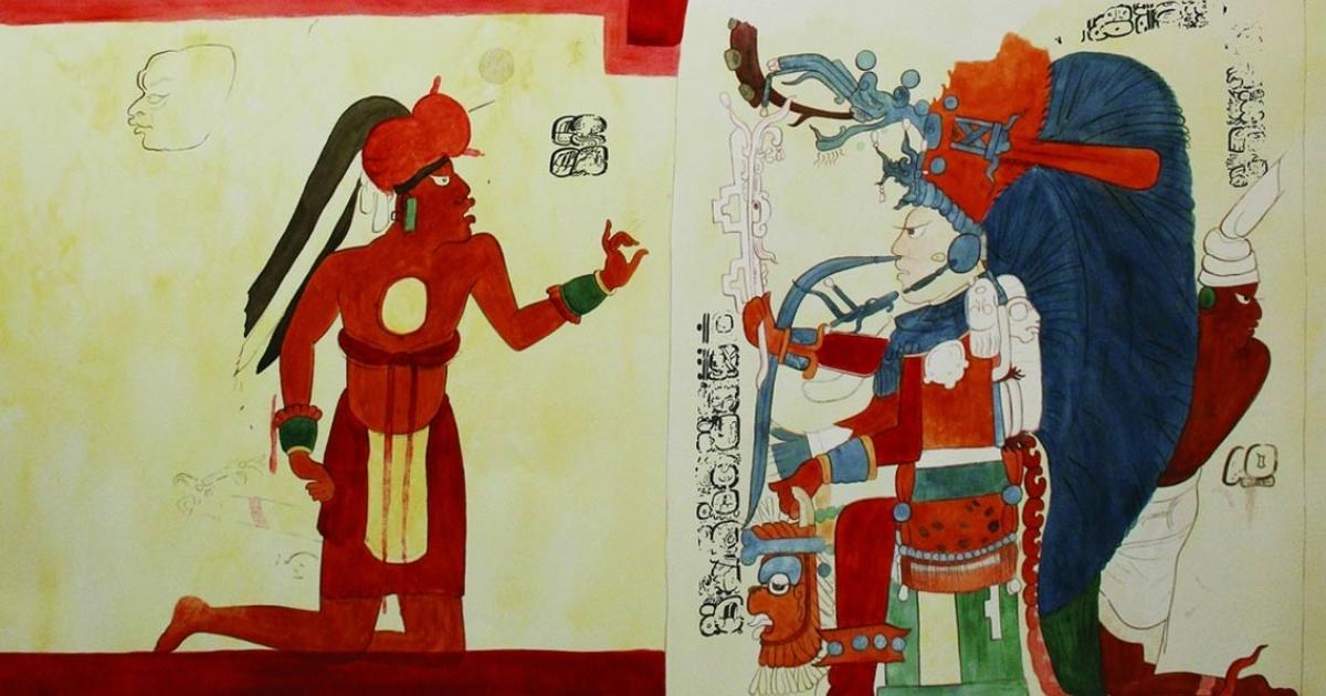 Junior Obsidian kneels before the Lord of Hammer-Stone Hill, the apparent ruler of Xultun.