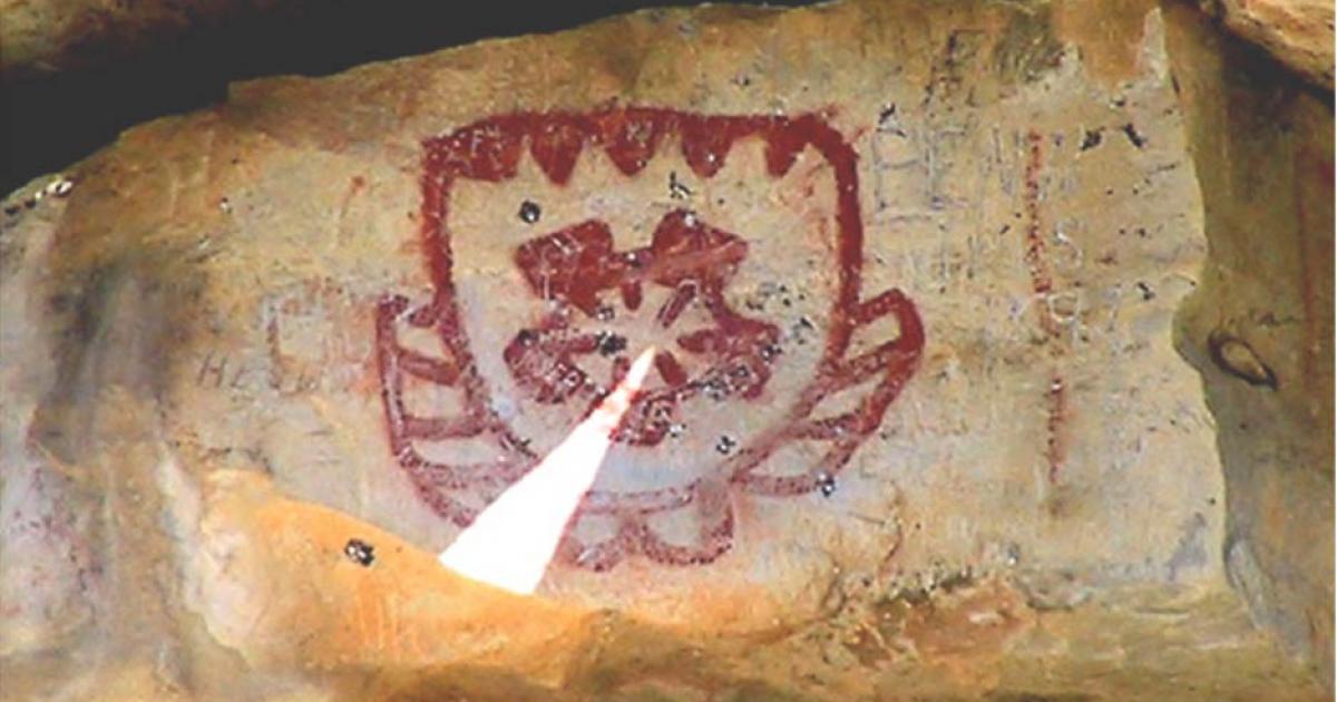 The sun strikes the exact center of the figure at right at noon on the winter solstice.