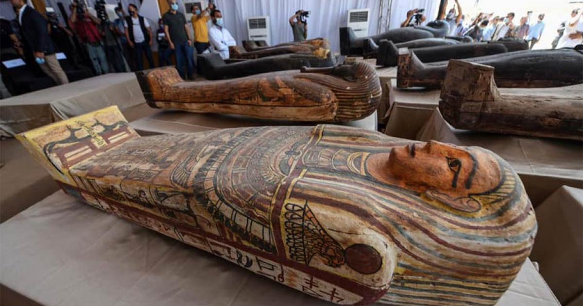A few of the perfectly preserved new Egyptian mummies and coffins recently found in the Saqqara area, south of Cairo.        Source: Ministry of Tourism and Antiquities