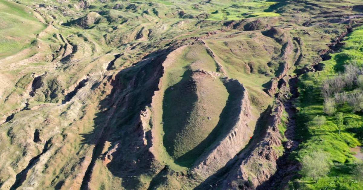 Overhead view of the Durupinar formation, near Mount Ararat in Turkey.