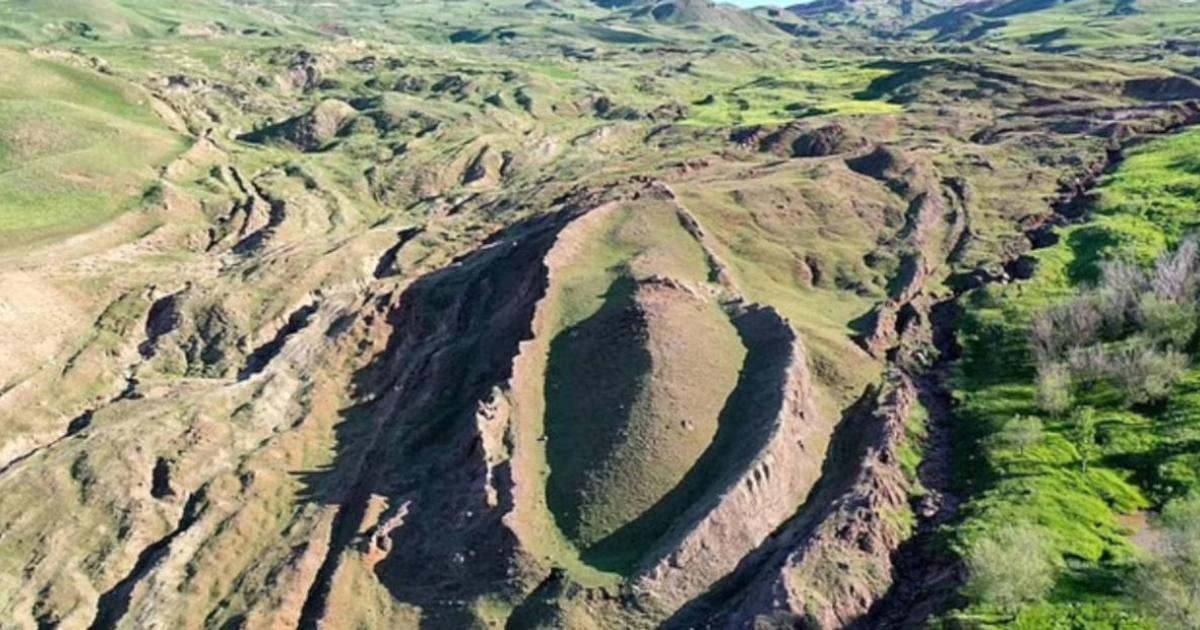 Overhead view of the Durupinar formation, near Mount Ararat in Turkey.