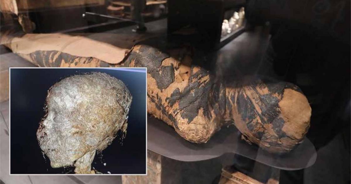 The mummified 2,000-year-old Egyptian woman at The National Museum in Warsaw, who has been examined as part of a medical project to better understand cancer origins. Source: Pawel Supernak / Science in Poland