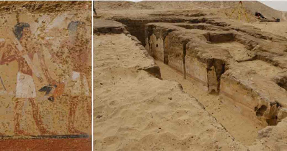 Left; part of one of the murals, Right; Entrance to the mastaba. Source: Ministry of Tourism & Antiquities