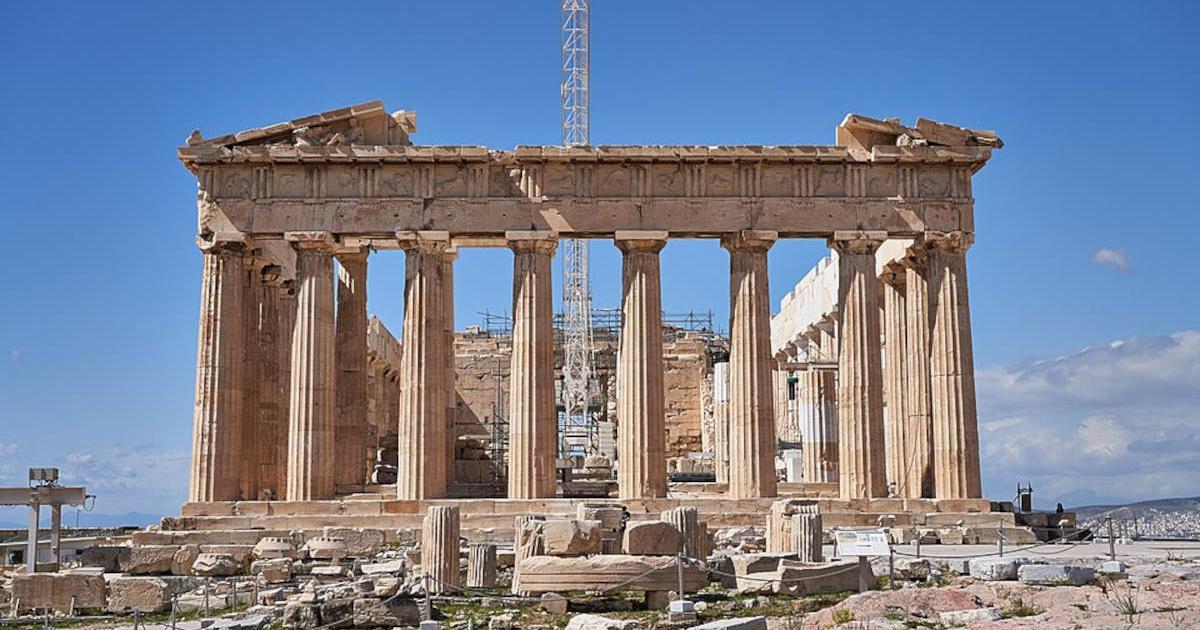 The east facade of the Parthenon, facing the rising sun.