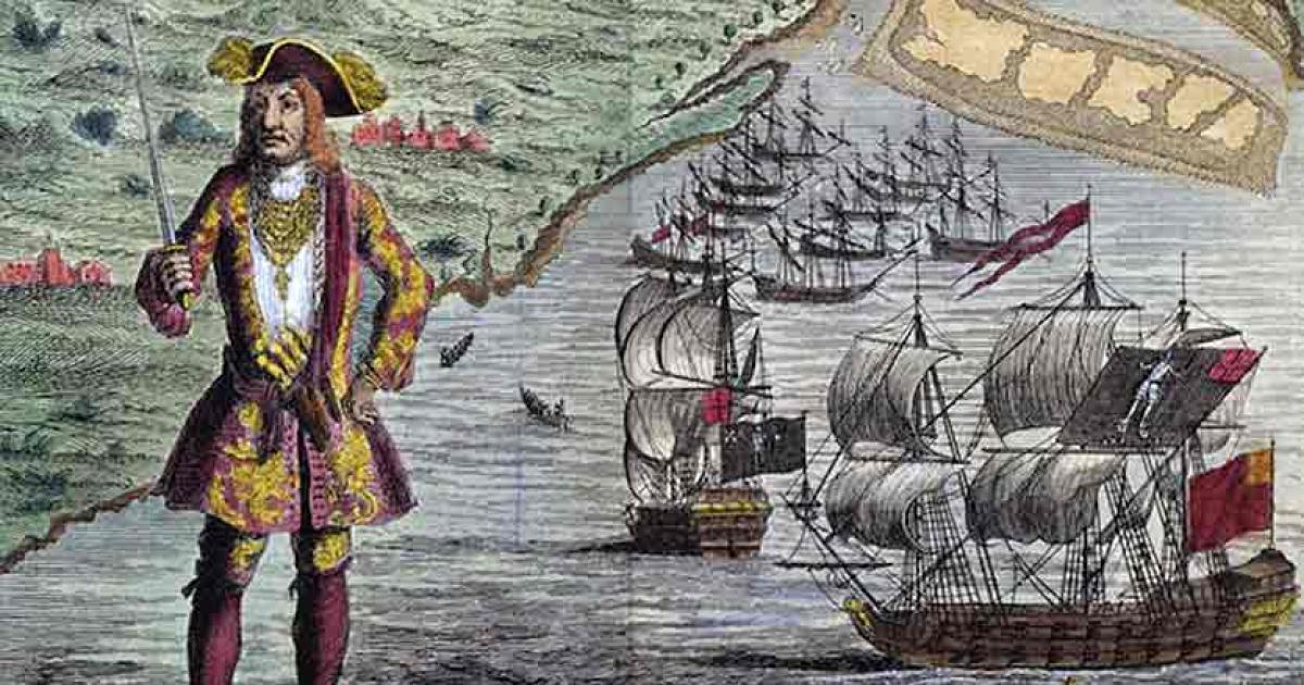 A colorized engraving from 1724 of Bartholomew Roberts (aka Black Bart Roberts), the notorious Welsh pirate. Source: Benjamin Cole/CC BY-NC-SA 4.0