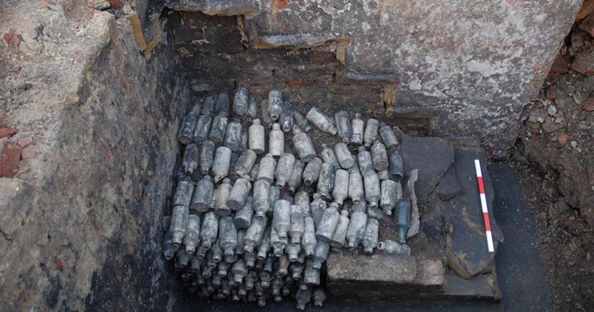 Hundreds of bottles of poisonous beer have been found at the site in Leeds, England. Source: Archaeological Services WYAS