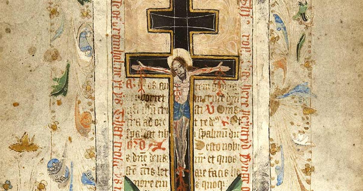 Detail of 16th-century prayer roll under analysis. Source: Gail Turner / Journal of the British Archaeological Association