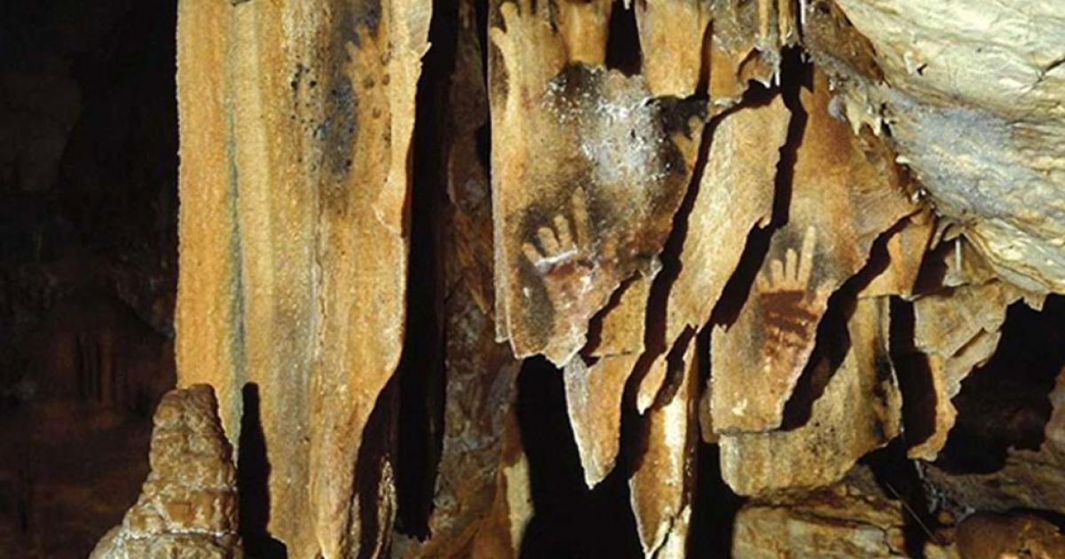 Hand images at Cosquer Cave. Researchers believe that Upper Paleolithic cave art depicting hands missing fingers may be explained by prehistoric ritual amputation practices.