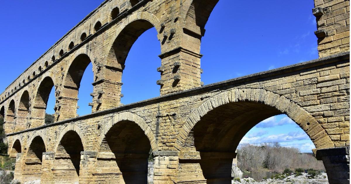 The Pont du Gard Roman aqueduct in southern France.