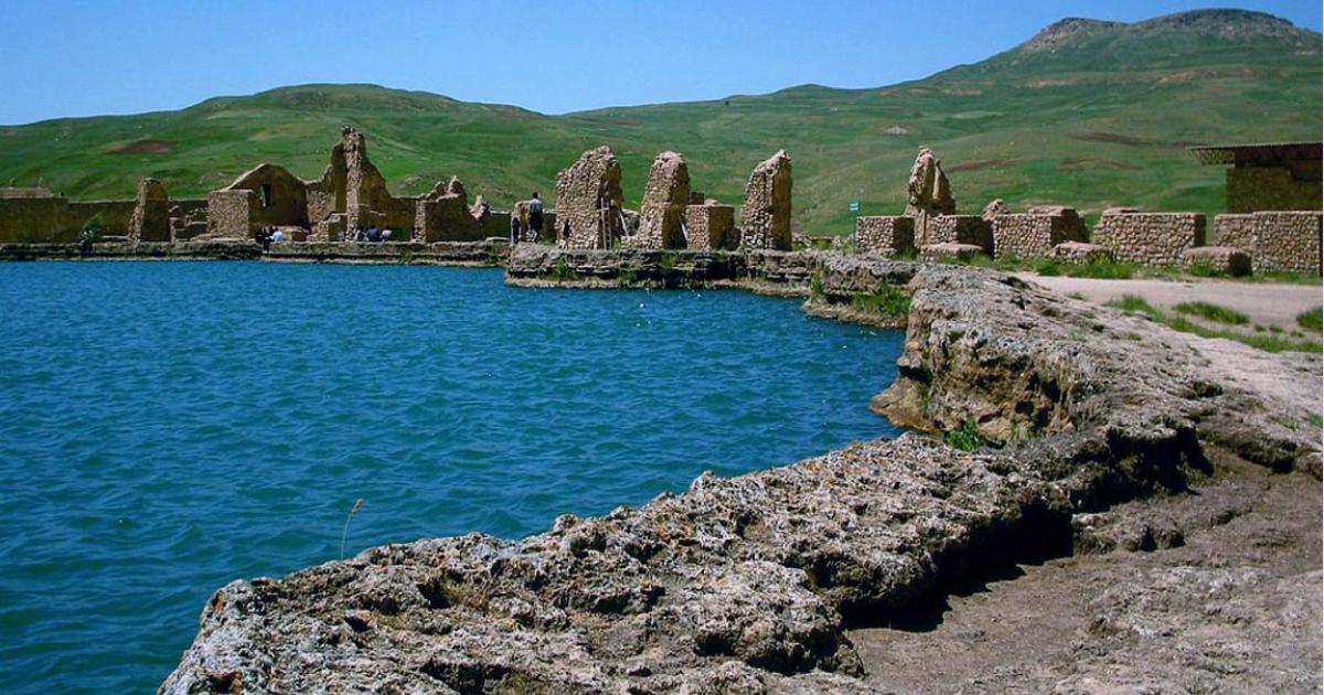 The ruins and crater at Takht-e-Soleyman Throne of Soloman, Iran. 2006.