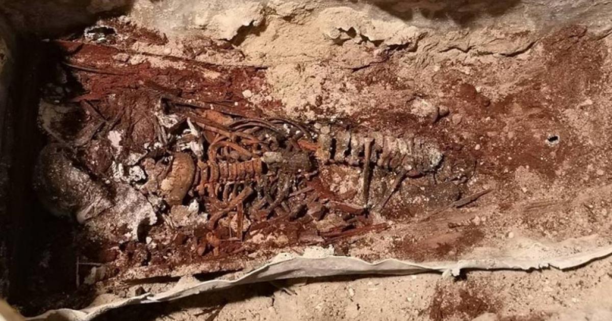 The skeletal remains of the girl found at the Alcázar burial were discovered with arms flexed and crossed over her thorax